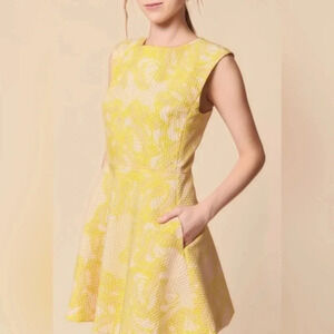 Paul & Joe Sister Yellow & Beige Sleeveless Cocktail Dress Size 38 France 8 US